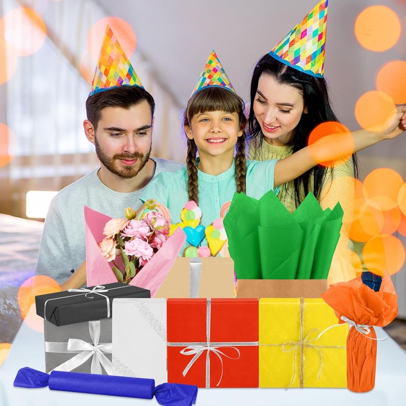 PLULON 60 Sheets Colored Tissue Paper Bulk, 10 Colors Gift Wrapping Colorful Tissue Paper for Gift Bags 14 x 20 Inch Art Crafts for Gift Packaging Decorative Floral Wedding Birthday Party Decor - Image 4